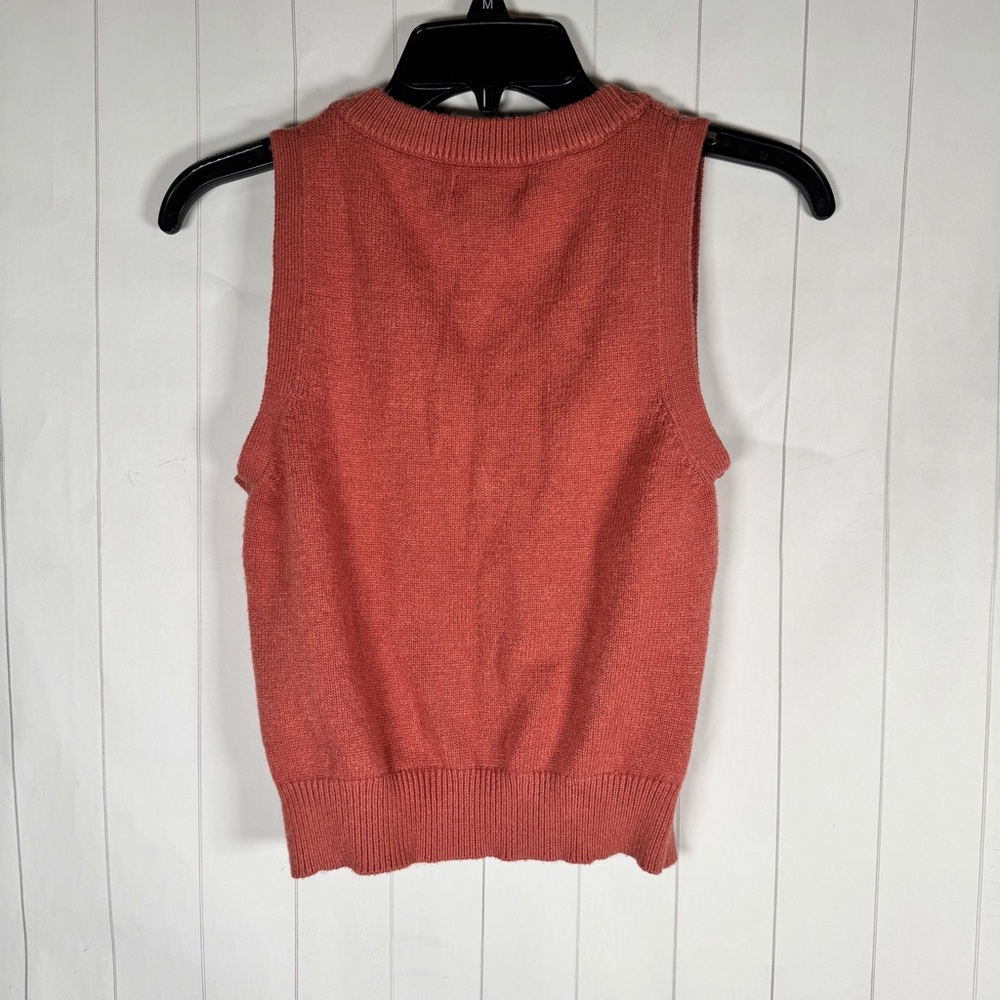 Jessica Simpson Chunky Knit Coral Button Sweater Vest Academic Chic Layering S - Picture 2 of 5